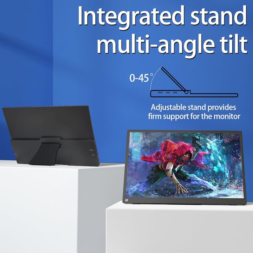 Viyivwine Portable Monitor Touchscreen 15.6" 2.8K Laptop Screen Extender 2880x1620,100Hz,100％sRGB,w/45° Adjustable Stand,mini HDMI USB-C Computer Display for Laptop PC Phone Mac