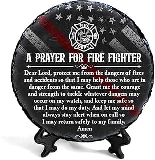 Firefighter Gifts for Men – Fireman Prayer Plaque – Firefighter Graduation Gifts – Inspirational Fire Fighter Decor for Home or Office, Birthday, Christmas, Thank You, Retirement Keepsake