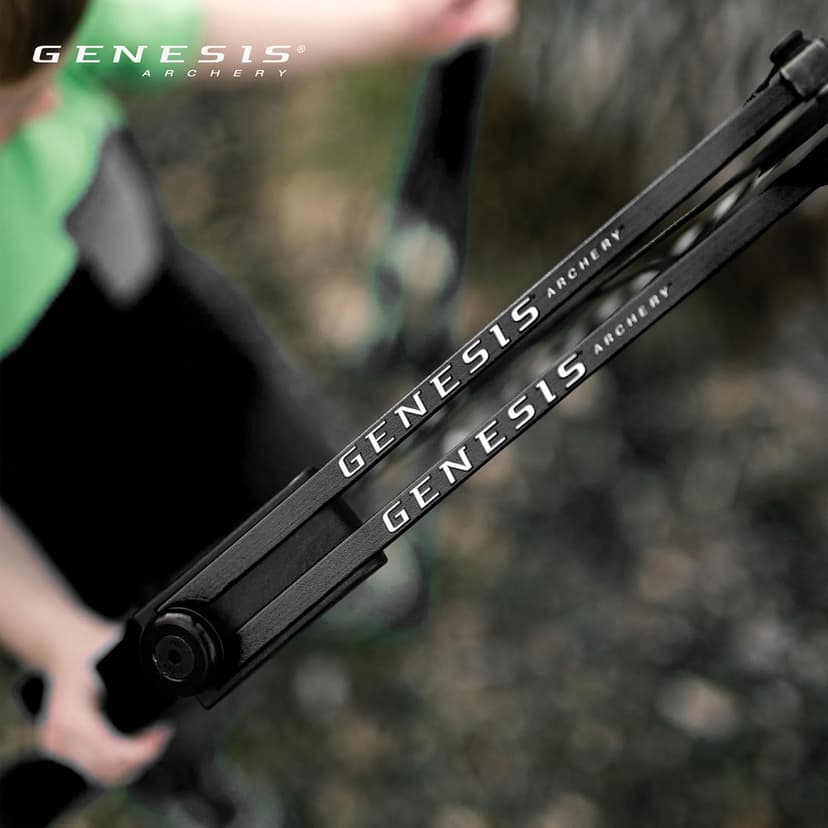Genesis Gen-X Lightweight Compound Bow, Archery Hunting Bow for Adults w/Adjustable Riser, Cam Draw Weight, & Length, Draw Hand - Right, Black