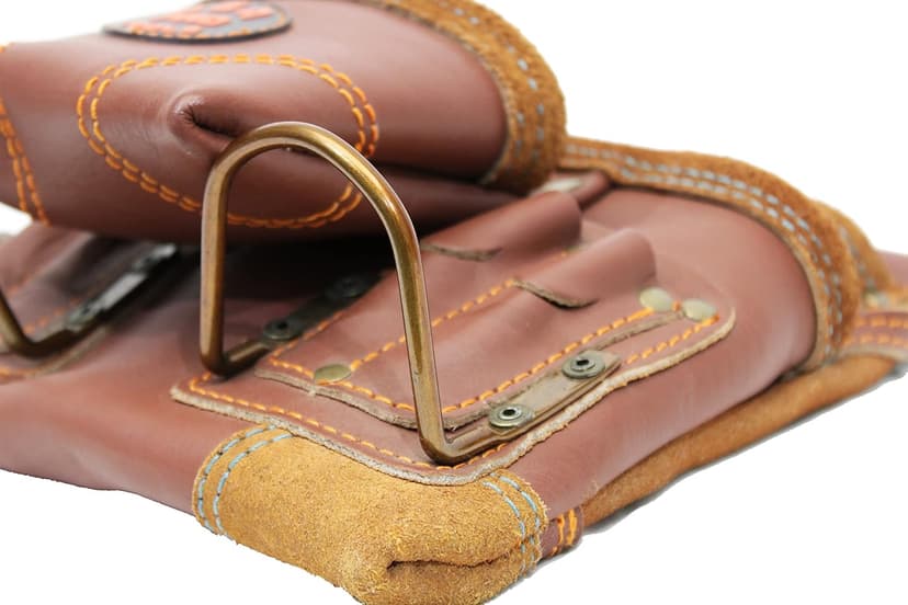 USA Pro Tools Leather Tool Pouch for Carpenter | Best for Electricians, Plumbers, Handyman and Framers | 10 Pockets with 2 Stainless Steel Hammer Holders