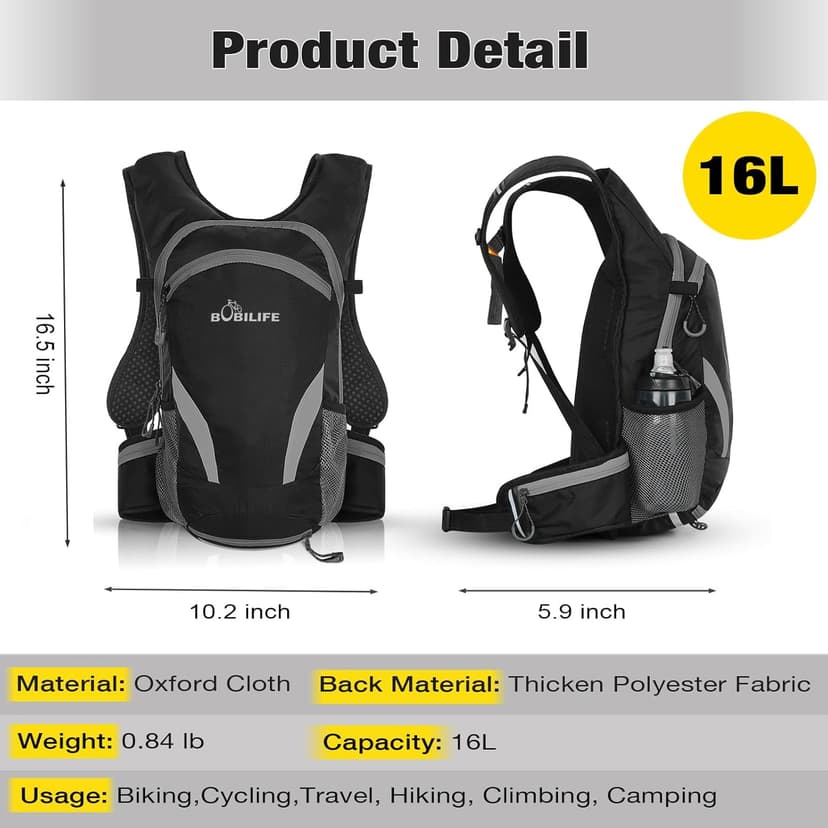 Bicycle Cycling Backpack - Water Resistant Biking and Bike Commuter Lightweight Backpack with Helmet Mesh Holder, Men and Women