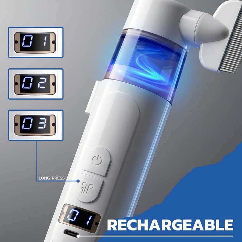 Dyhodu Electric Lice Comb, 2 in 1 Lice Vacuum Comb Rechargeable Multifunctional Metal Removal Flea Brush Kit for Cat Dog All Hair