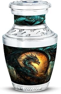 Guardian Dragon of The Mystic - Pack of 1 - Memorial Burial Urn - Decorative Urns - Small Ashes Keepsake for Sister - Small Keepsake Urn for Mom & Dad Ashes - Cremation Urns for Male & Female B0D4R1JV2X
