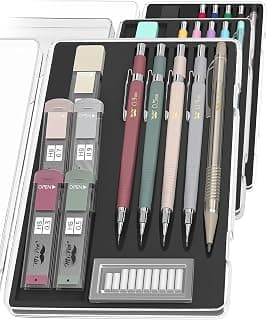 Mr. Pen- Art Mechanical Pencil Set, 5 Vintage Mechanical Pencils (0.3, 0.5, 0.7, 0.9, 2.0mm), 5 HB Lead Refills & 10 Eraser Refills, Precision Drawing Pencils for Sketching, Writing & Artwork