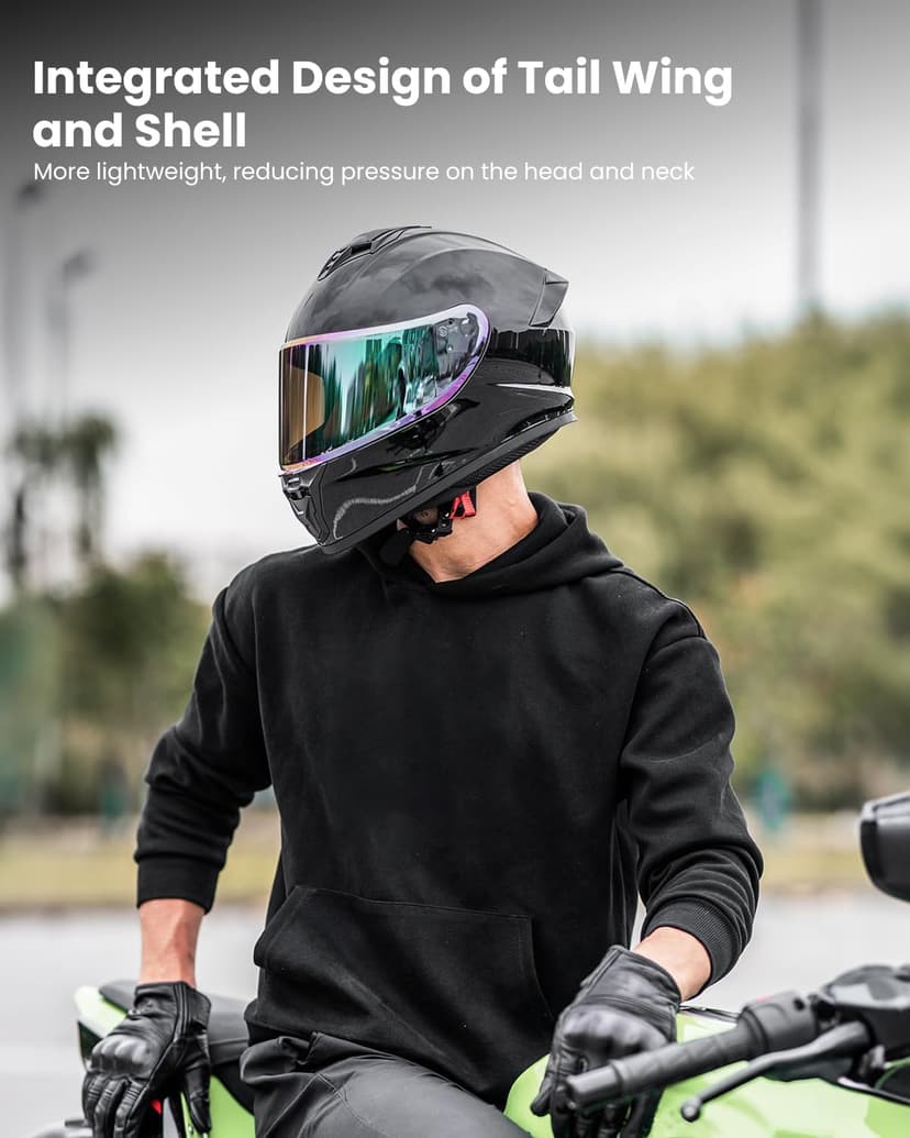 Motorcycle Helmets for Adult Men Women, Full Face Lightweight Street Bike Racing DOT Helmet with Extra Clear Visor Model AU-T801