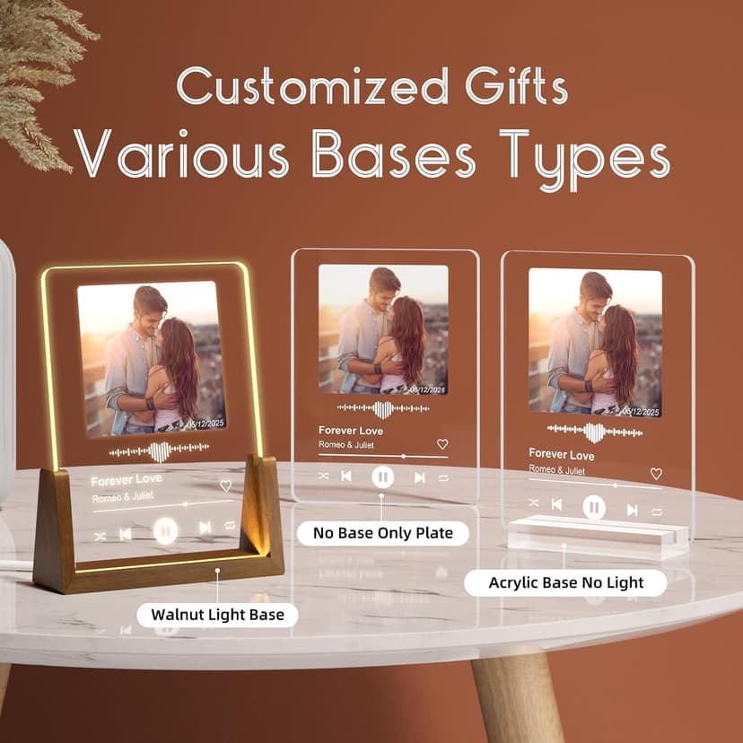 Custom music plaque picture frame, Valentine, anniversary, birthday gift for him, her, boyfriend, girlfriend, wife or husband LUCKOR Custom Music Photo Plaque, Valentine Gift for Couples B0CYCFTDYN