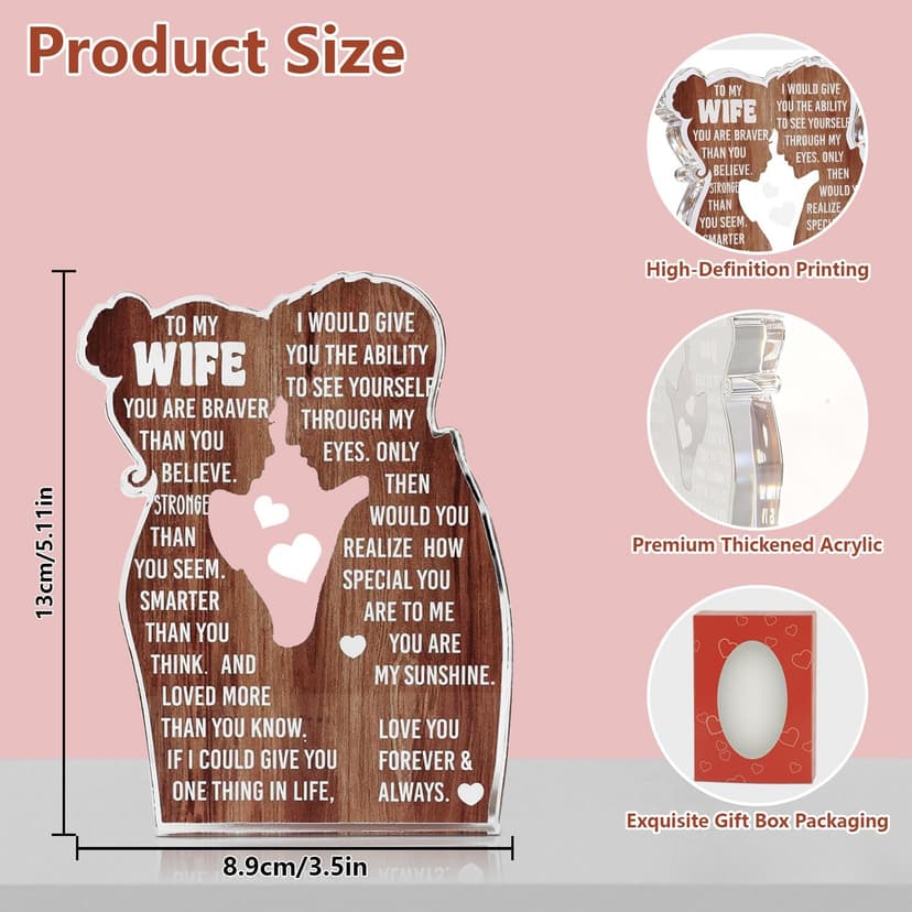 Wife Romantic Anniversary Wedding Gifts for Wife I Love My Wife Birthday Gift Ideas for Women Best Wife Present Gifts for Wife Anniversary Birthday Gifts Ideas to My Wife, Acrylic Sign B0DCBFFQ2X