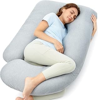 Removable Cover, Support for Back, Legs, Belly, Hips for Pregnant Women, Side Sleeper, Pregnancy Gifts & Essentials, 57 Inch Momcozy Cooling Pregnancy Pillow - U Shaped Full Body Maternity Pillow B09V4C1GDF