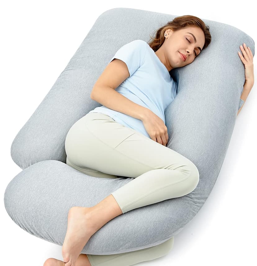 Removable Cover, Support for Back, Legs, Belly, Hips for Pregnant Women, Side Sleeper, Pregnancy Gifts & Essentials, 57 Inch Momcozy Cooling Pregnancy Pillow - U Shaped Full Body Maternity Pillow B09V4C1GDF