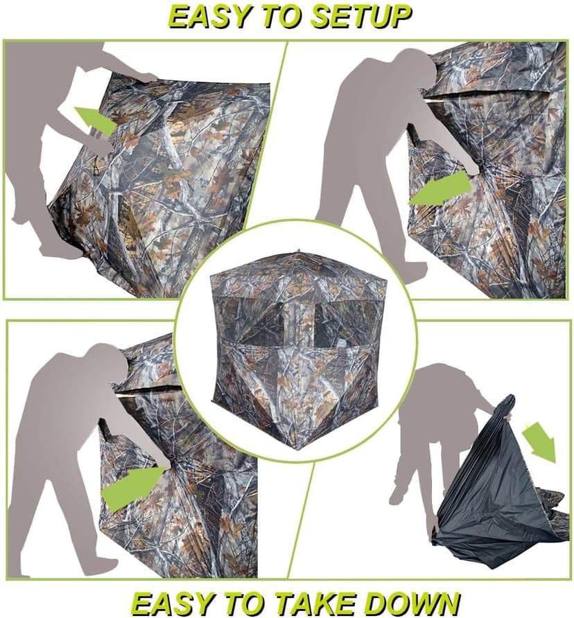 THUNDERBAY SPUR Collector 3 Person Hunting Blind, Portable Ground Blind with Silent Windows, Portable Durable Hunting Tent for Deer & Turkey Hunting