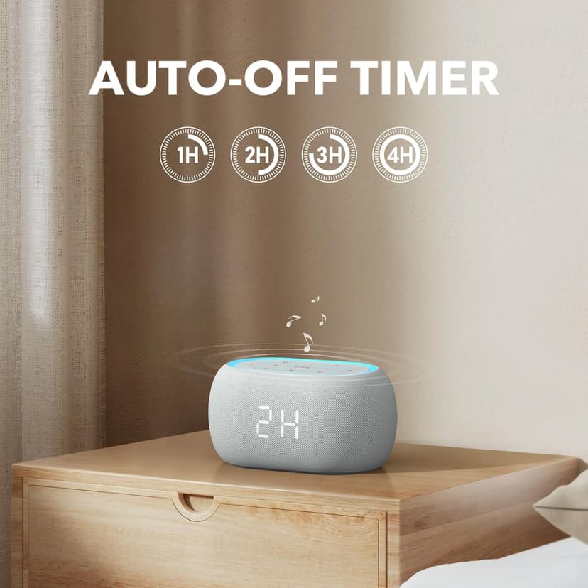 ANJANK White Noise Sound Machine Alarm Clock with Bluetooth Speaker, 21 Relaxing Sounds, 7 Night Lights,0-100% Dimmer/Sleep Timer/30-Level Volume Control,Sound Machine for Kids Adults Sleeping,Bedroom