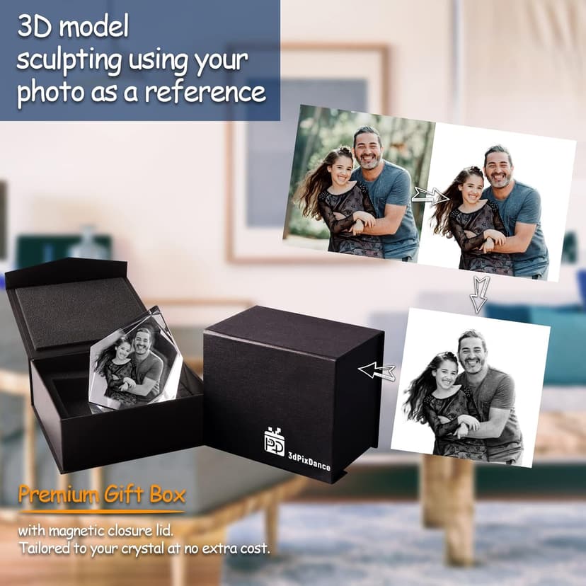 3D Crystal Photo, Christmas Personalized Gift,Customized Gifts for Wife, Women, Him, Her, Dad and Mom. Custom Picture Gifts for Christmas, Father's Day, Birthday, Wedding, Anniversary, Memorial, Picture Gift for Pet Lovers.
