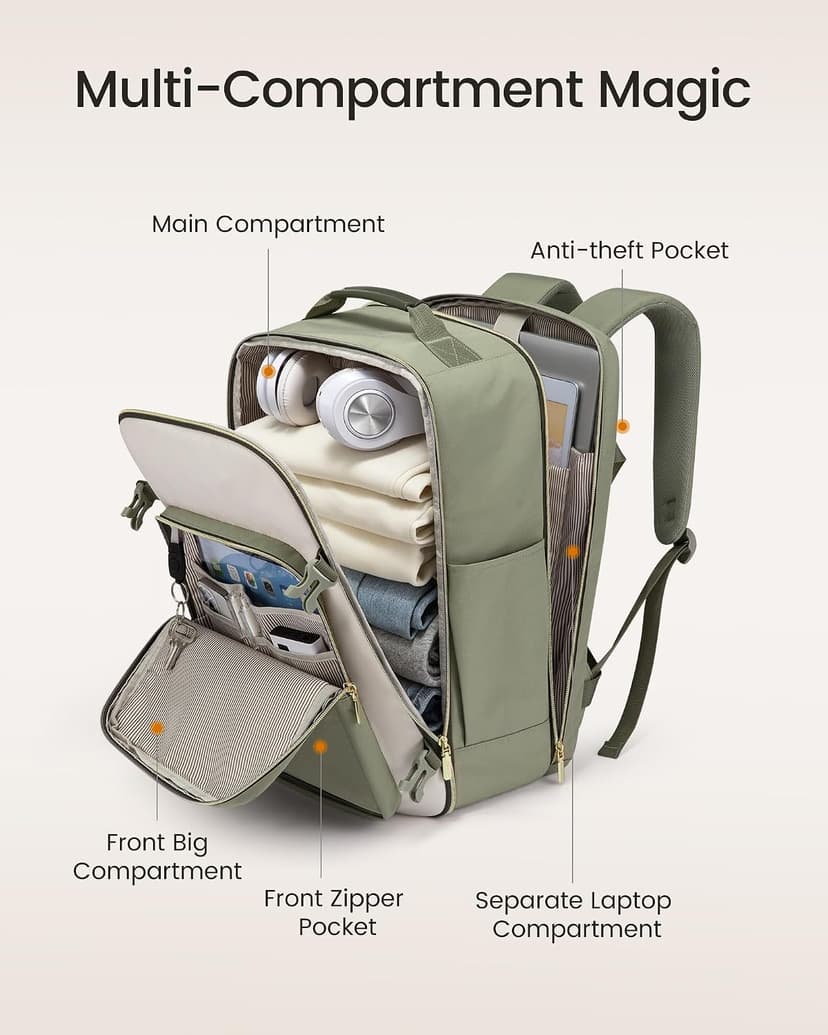 LOVEVOOK 40L Travel Backpack for Women & Men, Airline Approved Carry On Luggage with 3 Packing Cubes, TSA Overnight Bags, Waterproof Personal Item Bag, Weekender Essentials Backpacks fits 17" Laptop