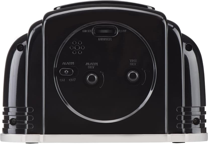 Crosley Vintage Art Deco Analog Alarm Clock, Quiet Ticking, Automatic Dimmable Smart Light, Simple Controls, (Black)