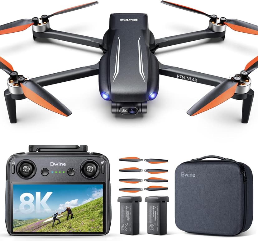 Bwine F7MINI 4K(RC3) Drones with Camera for Adults, 8K Photo 4K Video, RC with 1080P Screen, 20000ft Transmission, 64min Flight, 3-Axis Gimbal, 249g FAA-Exempt, GPS Track, Auto Return, Beginner Mode