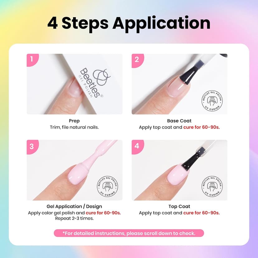 Color Enchantment with Everything Base Top Coat Beginner Starter at Home Nails Kit Manicure DIY Salon Tools Gifts for Women Beetles Gel Nail Polish Kit with U V Light - 80Pcs 55 Colors Gel Nail Kit B0CL4RWBYR