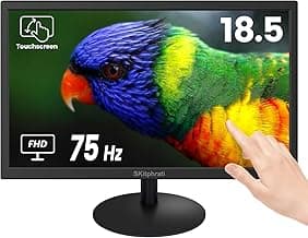SKitphrati 18.5 Inch Touchscreen Monitor HD 1366x768, VESA Wall Mountable, 10-Points Computer Touch Screen PC Display with Type-B HDMI VGA Port, 75Hz Desktop Touch Display, Black