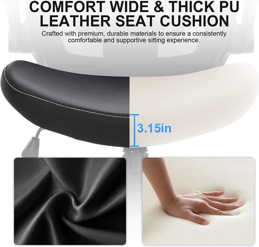 Office Chair, Ergonomic Desk Chair with Adjustable Lumbar Support, Breathable Mesh Computer Chair with Flip-up Armrests, 350lbs Comfy Swivel Task Chairs for Home Office, Black