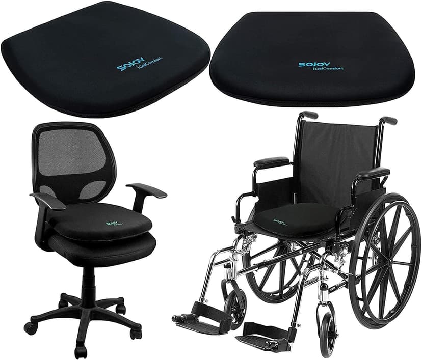 Sojoy Coccyx Gel Seat Cushion- Orthopedic Memory Foam Chair Cushions for Home Kitchen Office Desk Car Truck Airplane (Black)