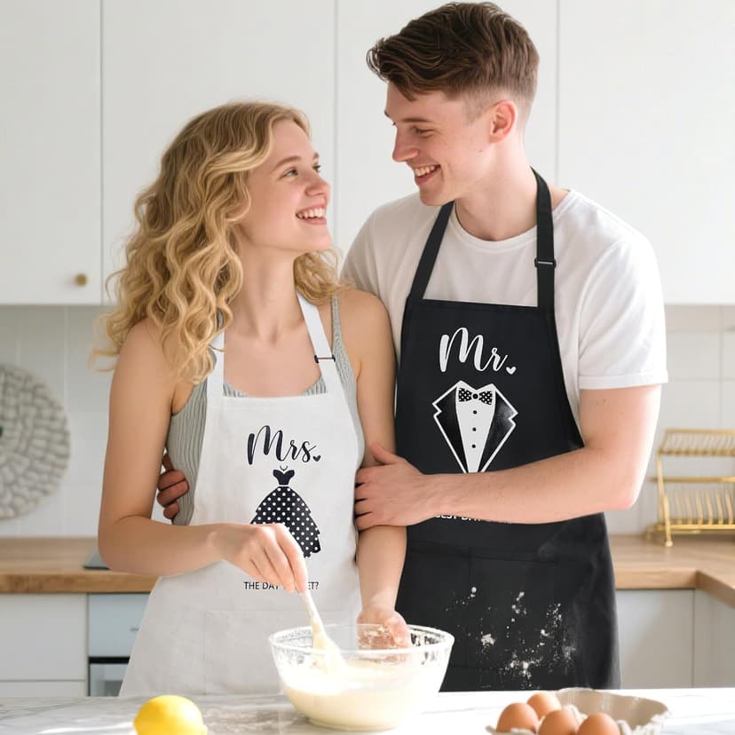 Wedding Gifts for Couples 2026 Bridal Shower Gift for Bride To Be Engagement Gifts for Couples Newlyweds His and Hers Mr and Mrs Gift for Anniversary Marriage Matching Couple Stuff Basket with Aprons B0FDWQF2FW