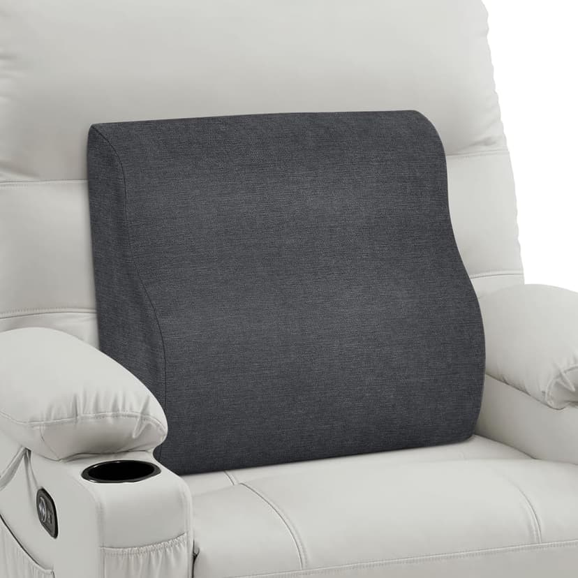 Back Support Pillow for Recliner Dual Layer Lumbar Support Pillow with Gel Memory Foam Ergonomic Orthopedic Lumbar Cushions for Elderly Lower Back Pain Relief Washable Cover Dark Grey
