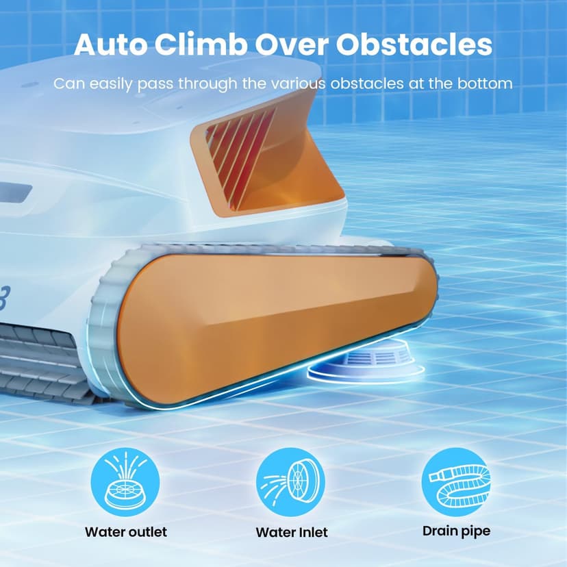 Hydro3 Robotic Pool Cleaner, 150W Cordless Pool Vacuum for Inground/upground Pool Max 861-1070 sq.ft, 200mins Runtime, 2xBrushless-Motor, 4.1L Filter Basket, Wall Climbing/Waterline Clean