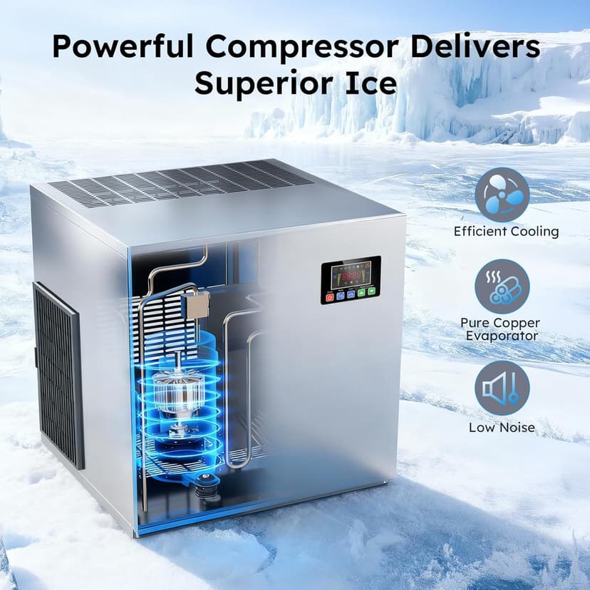 Commercial Ice Maker Machine, 680LBS/24H Ice Production with 560LBS Storage Bin, Industrial Ice Machine with Self-Cleaning, 12 Adjustable Ice Thickness Levels, Stainless Steel