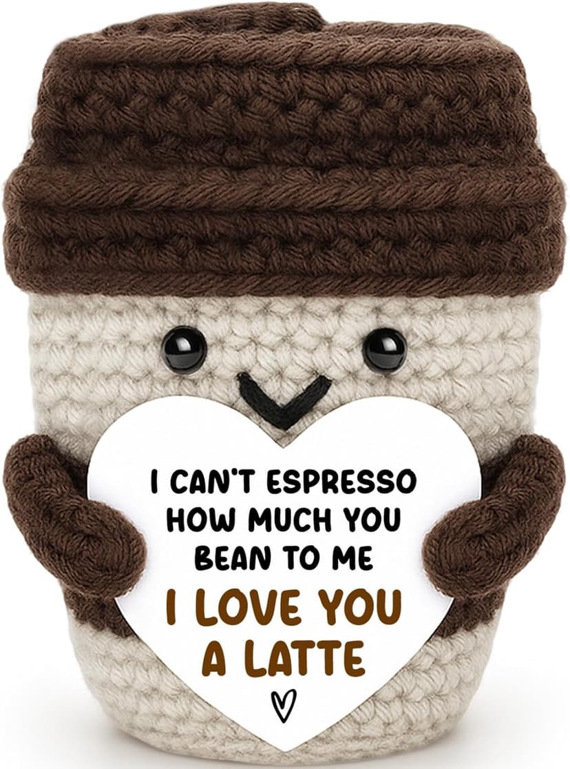 Birthday Decor Gifts for Boyfriend Husband Wife Wedding Anniversary Coffee Lover Couple Crochet Coffee Mug Decor I Love You Anniversary Women Men Her Him Gifts for Girlfriend Sweetest Day Christmas B0FX3RS85V