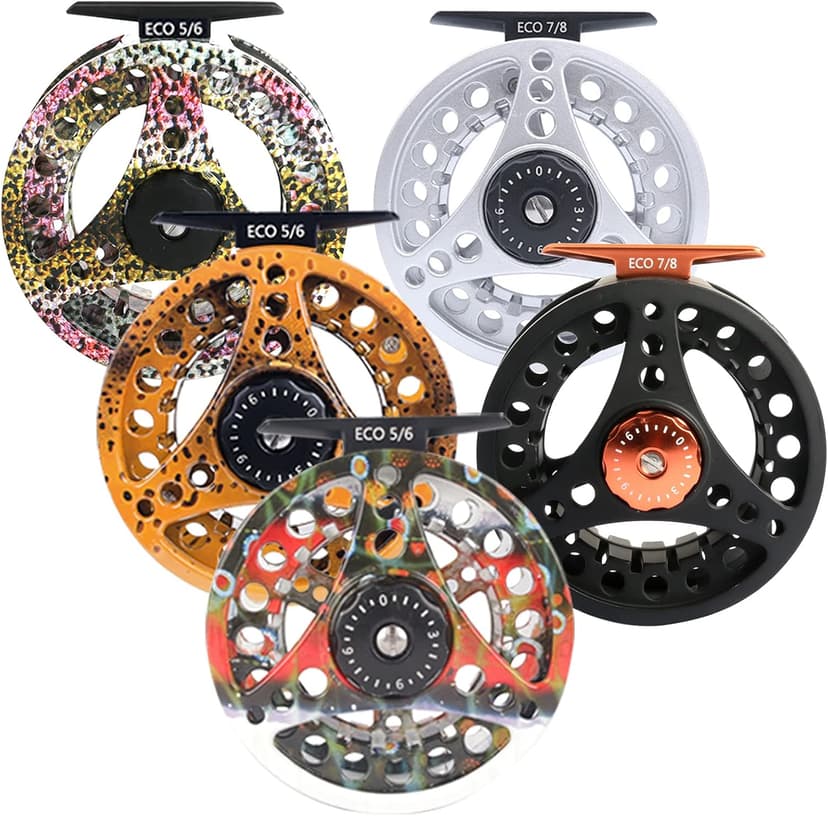 M MAXIMUMCATCH Maxcatch ECO Large Arbor Fly Fishing Reel (3/4wt 5/6wt 7/8wt) and Pre-Loaded Fly Reel with Line Combo