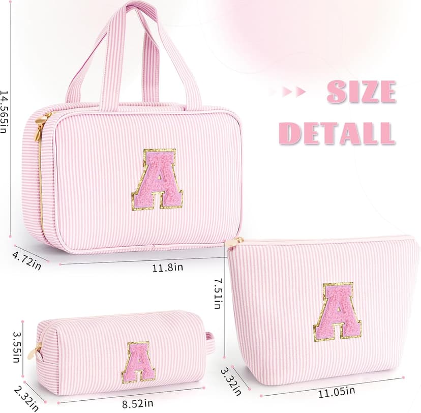 Gifts for Teen Girls Women - Personalized Toiletry Bag Initial Makeup Bag | Travel Cosmetic Bag | 8 9 10 11 12 13 14 15 16 Years Old Girl Gift Trendy Stuff - Pink A B0FSJXYKK8