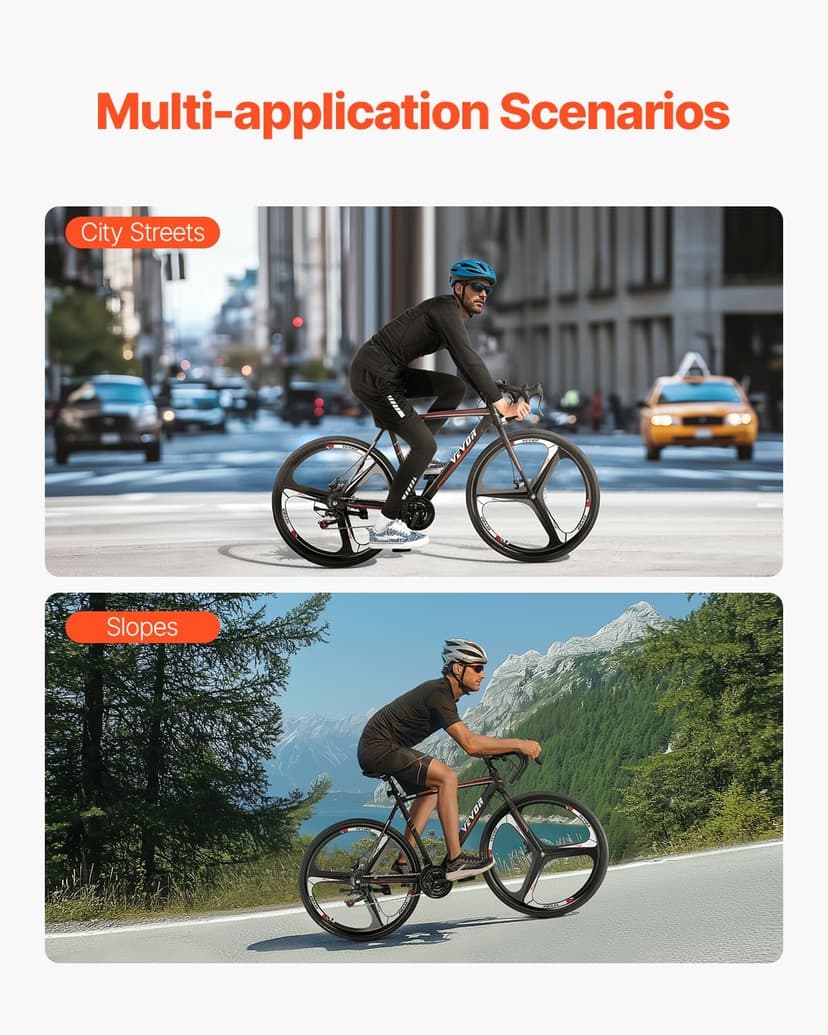 VEVOR Road Bike, 700C Wheels Racing Bike, Shimano Drivetrain City Commuter Road Bicycle, Urban Adult Sport Bicycle with Drop Bar, for Men and Women