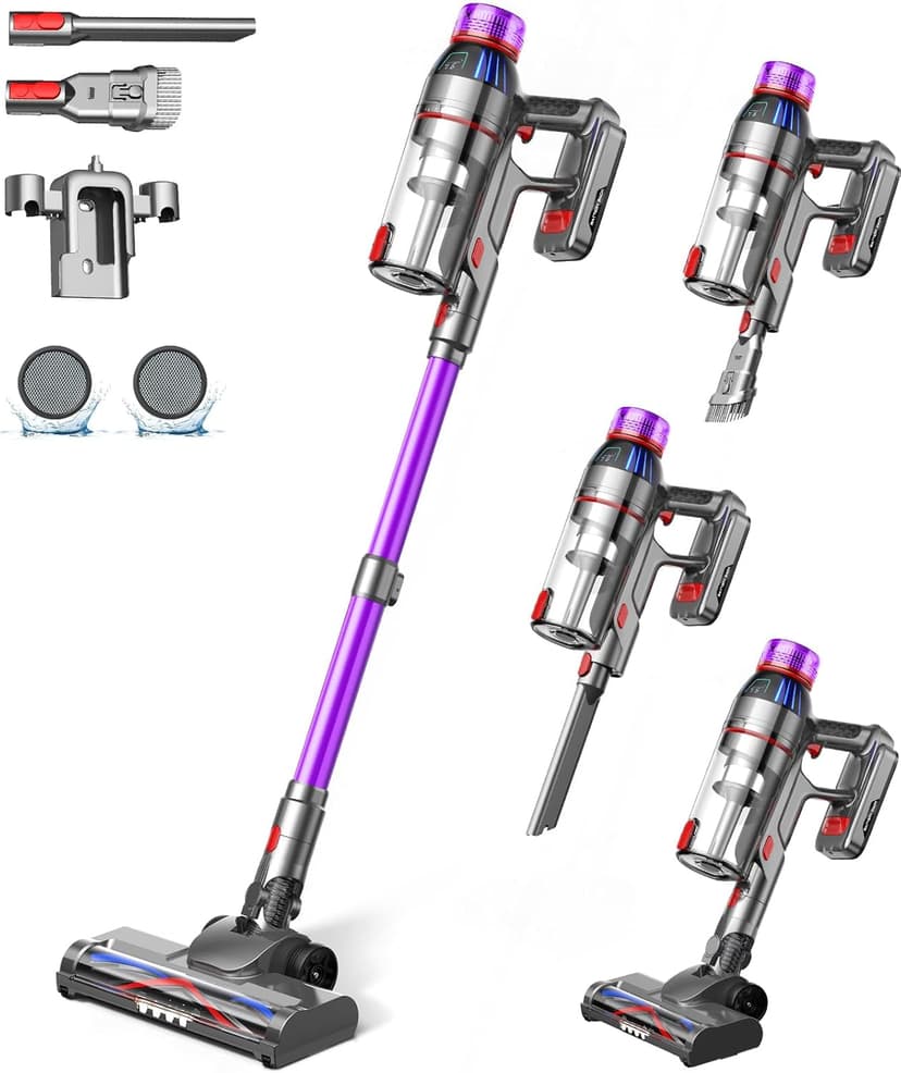 Cuzmok Cordless Stick Vacuum Cleaner - 550W Powerful Cordless Vacuum with HEPA Filter, Up to 50min Runtime & Tangle-Free Lightweight & Detachable Battery for Pet Hair Carpet Hardwood Floor Cleaning