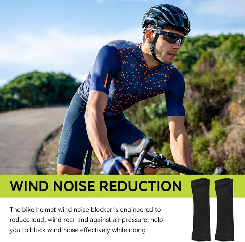 Cycling Wind Noise Blocker for Bike Helmet, Wind Noise Reducer Helmet Attachment, Wind Noise Reduction Accessories for Biking, Cycling Ear Wind Protection, 2 PCS