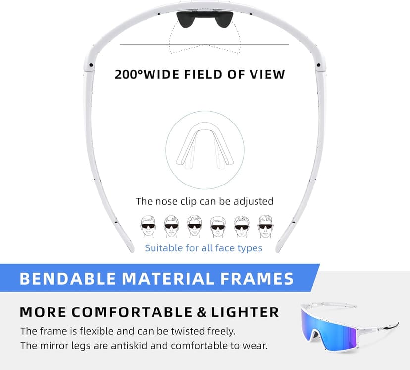 Kegrimi Sports Baseball Cycling Sunglasses for Men: Polarized Sunglasses for Women Youth UV400 Protection Running