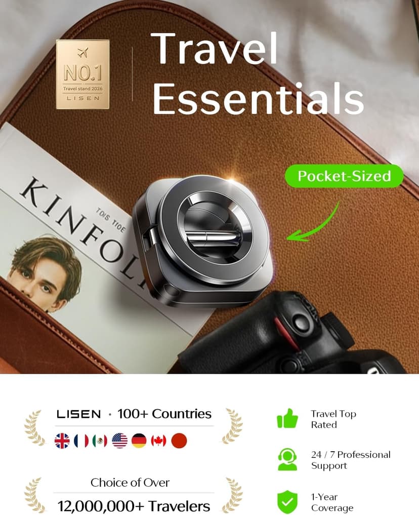 Phone Stand Hands Free MagSafe Travel Accessories Flying Long Flight International Travel Must Haves Gifts for Men LISEN Airplane Travel Essentials for Flying Airplane Phone Holder for Desk B0CKN1N2YH