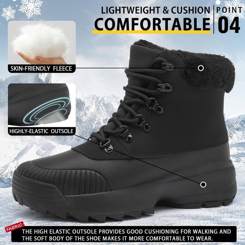 TEYTAP Waterproof Winter Snow Boots for Women丨Insulated-Warm Fur-Lined Booties丨Non-Slip Cushion Outdoor Walking Boots丨Lightweight Comfortable Casual Suede Leather Short Boots