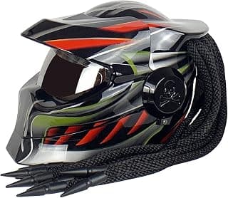 Motorcycle Full Face Helmet Front Flip Visor Helmet with Braids and Warning Lights for Men Women Offroad Cruiser Chopper DOT/ECE Approved Personalized Motorcycle Helmet