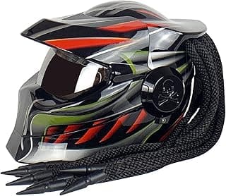 Motorcycle Full Face Helmet Front Flip Visor Helmet with Braids and Warning Lights for Men Women Offroad Cruiser Chopper DOT/ECE Approved Personalized Motorcycle Helmet