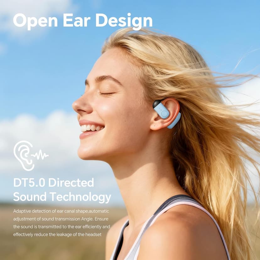 Xmenha Single Bluetooth Phone Earpiece Earbud One Ear Piece Open Ear Bud Air Bone Conduction Earbud Earless Out of Ear Headphones Bluetooth Wireless Headsets with Microphone Earhook for Work