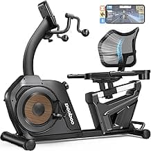pooboo Recumbent Exercise Bike, Stationary Bikes for Home with Arm Exerciser, Magnetic Recumbent Bike with Ergonomic Backrest & Comfortable Seat, Smart APP, Pulse Sensor, 400LBS Weight Capacity