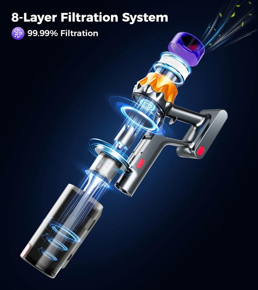 Cordless Vacuum Cleaner, 500W 50KPA 60Mins Vacuum Cleaners for Home, Self-Standing Stick Vacuums with LED Display, Anti-Tangle, Lightweight, Rechargeable Wireless Vacumm for Pet Hair Carpet Floor