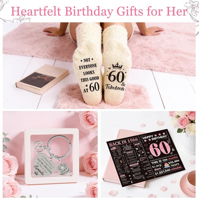 60th Birthday Gifts for Women, Vintage 1966 Happy 60th Birthday Gifts Basket for Women Unique Gift Ideas for 60 Year Old Female, Mom, Wife, Grandma, Sister, Funny Bthday Gift Turning 60 Year Old B0FY6H2DNV