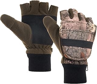 Flammi Men's Convertible Gloves, 3M Thinsulate Thermal Polar Fleece Mittens with Flip-Thumb for Hunting, Hiking, Fishing