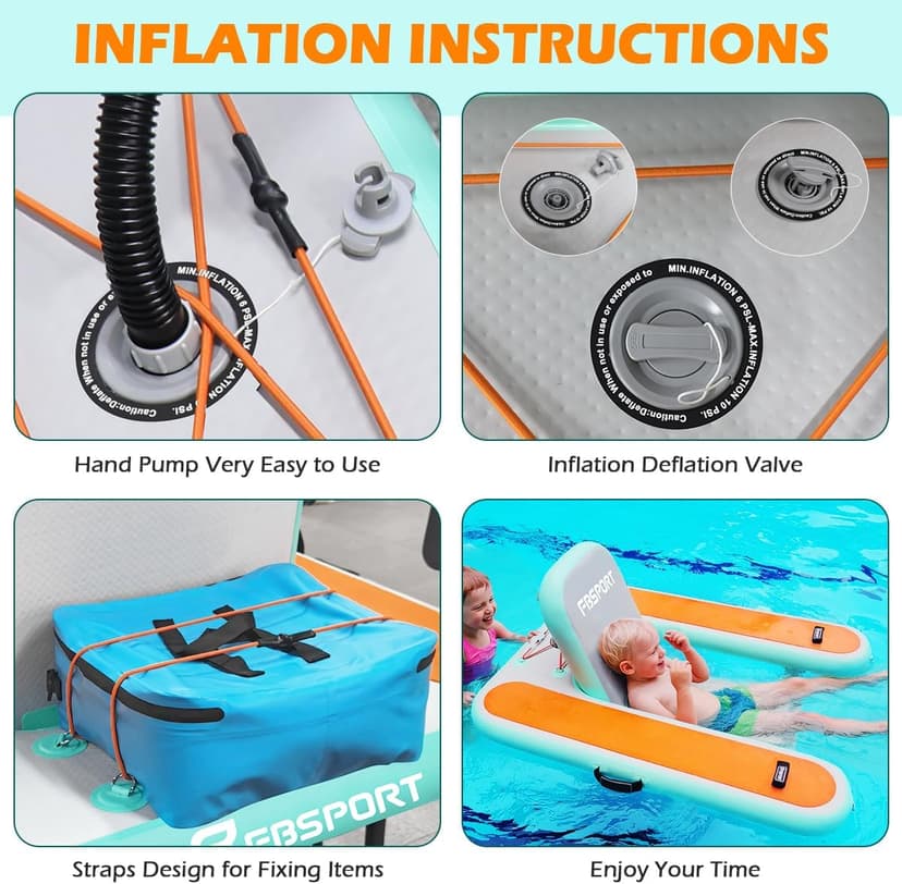 FBSPORT Inflatable Pool Float Lounger for Adults, Water Floating Chair Pool Float Raft with Cup Holder and Backrest for Swimming Pool, Lake, Party and Beach