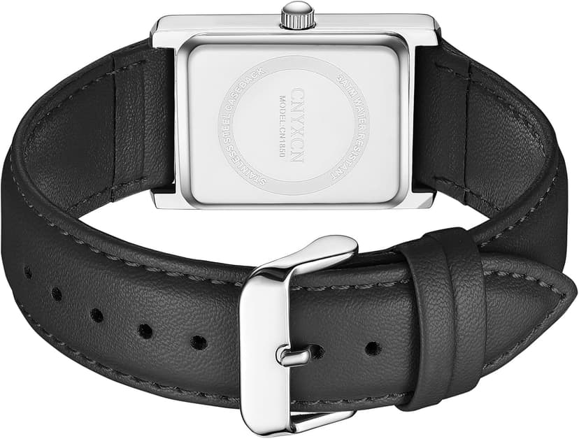 CNYXCN Business Watches for Men,Minimalist Simple Wrist Watch Analog Quartz-Rectangle Roman Numerals Dial,Comfortable Leather Strap,Waterproof