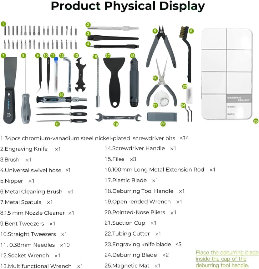 Creality 3D Printer Tool Kit, 74Pcs 3D Printing Tool Wrap Kit Assembly/Removal/Filament Cutting Set 3D Printer Accessories for All FDM Printers Cleaning Finishing Printing