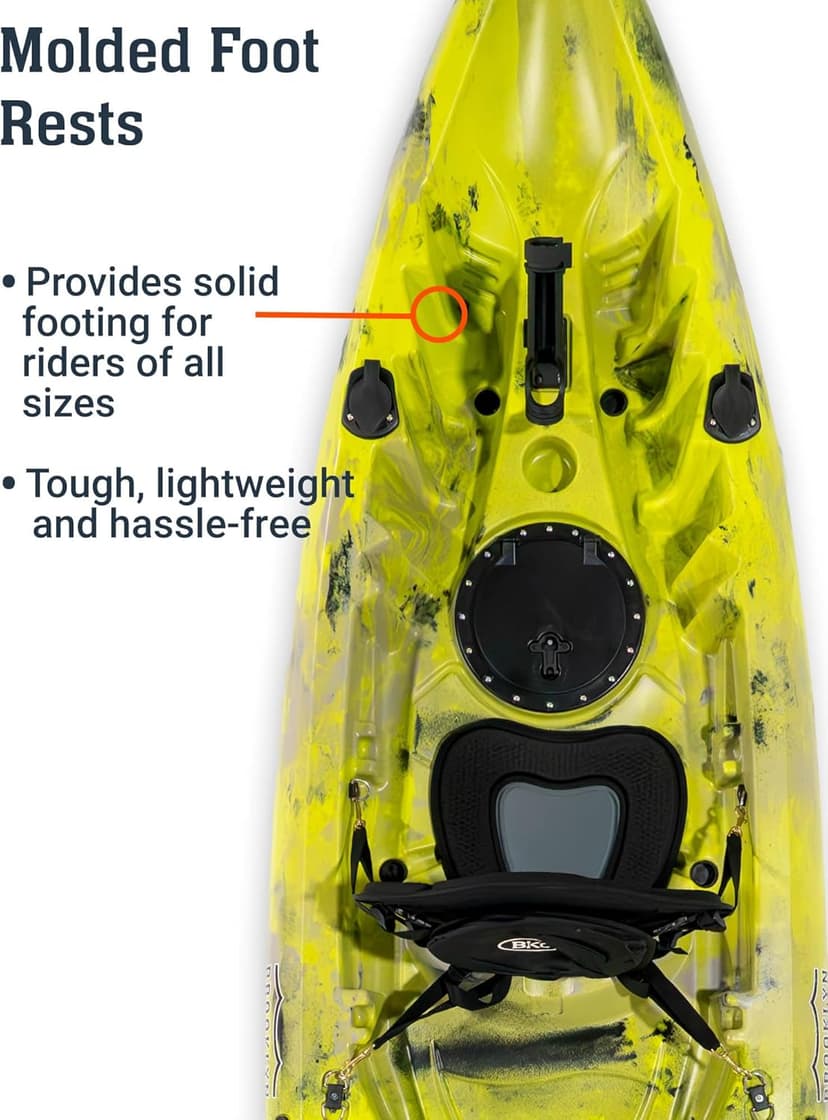Brooklyn 12.5 Tandem Sit-On-Top Fishing Kayak by BKC, 2–3 Person Kayak with Padded Seats, Paddles, 6 Rod Holders, 600 lb Capacity, Motor-Ready