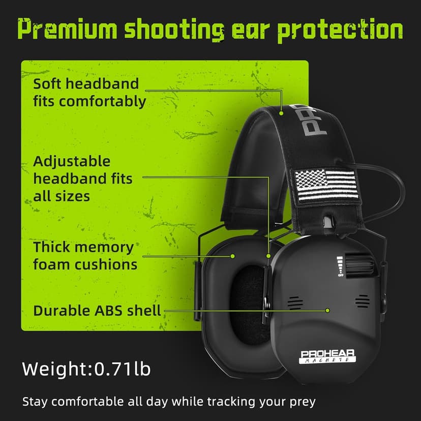 PROHEAR 022 Electronic Ear Protection for Shooting & Hunting - 29dB SNR Noise Reduction, 5X Sound Amplification, 4 Omnidirectional Microphones, HD Speakers - Gun Range Hearing Protection Muffs,Black