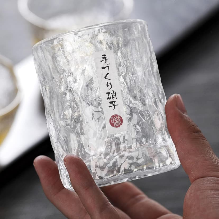 BXT Japanese Whiskey Glass - Handmade Old Fashioned Tumbler | Crystal Hammer Figure Finish | Thickened Drinking Cup for Whiskey Beer Brandy Cocktail Scotch for Men Dad Daddy Fathers Day