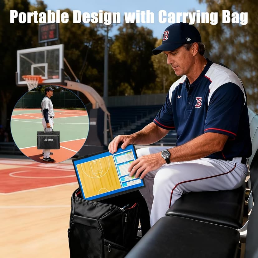 Magnetic Basketball Coaching Board – Portable Dry Erase Whiteboard with Fence Clip, Magnets & Carry Bag, Foldable Basketball Clipboard for Coaches, Ideal Coach Gift